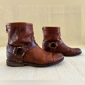 Frye Melissa Harness Ankle Boots with Back Zipper